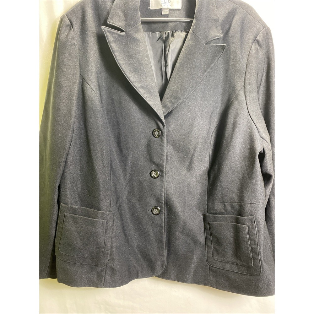 Clio Suits Black Blazer Plus Size 22W Career‎ Jacket Cotton Blend